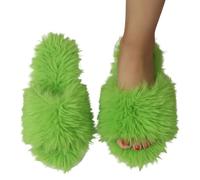 Pantuflas de forro polar para mujer, cómodas y cálidas para el invierno, con suela para mayor comodidad y calidez en el hogar. Muñeco Conguitos (Green, 37)