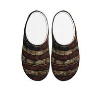 Pantuflas de franela con bandera de Estados Unidos para hombre, diseño de camuflaje, antideslizantes, cálidas, para interiores y exteriores, multicolor, X-Small Men/ X-Large Women
