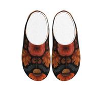 Pantuflas de franela con diseño de hojas de arce y bellotas para hombre, antideslizantes, cálidas, para invierno, para interiores y exteriores, multicolor, X-Small