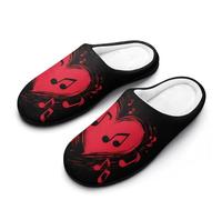 Pantuflas de franela con diseño de notas de corazón para hombre, espuma viscoelástica, suaves, cálidas, para el hogar, Estilo 34, 41/42 EU