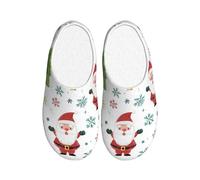 Pantuflas de franela para hombre, diseño de copos de nieve de Papá Noel, antideslizantes, cálidas, para invierno, para interiores y exteriores, multicolor, Small