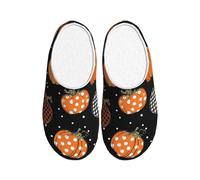 Pantuflas de franela para mujer, diseño de flores de calabaza, para hombre, hojas de Acción de Gracias, antideslizantes, cálidas, zapatos de invierno para interiores y exteriores, multicolor, Small