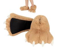 Pantuflas de garra con forma de pata de animal, de felpa cálida, divertida, con forma de garra, antideslizantes, cómodas, para adultos, hombres y mujeres, color caqui