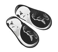 Pantuflas de gato negras y blancas para mujeres y hombres, pantuflas antideslizantes de Tai Chi, para interiores, cómodas, mullidas, de espuma viscoelástica, para dormitorio, zapatos de viaje