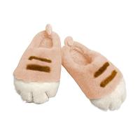 Pantuflas de gato para interiores, pantuflas de gato de dibujos animados | Divertidas zapatillas de invierno de felpa | Zapatillas de peluche multiusos para dormitorio, comedor, sala de estudio, Rosa