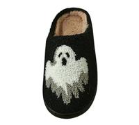 Pantuflas de Halloween para mujer, acogedoras pantuflas de algodón de calabaza, cara fantasma, para invierno, esqueleto, pantuflas de algodón con memoria para interiores y exteriores, zapatos de casa