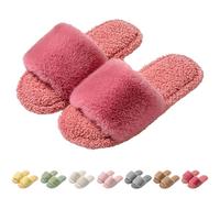 Pantuflas de interior de punta abierta para mujer, pantuflas de felpa cómodas para interiores, unisex, esponjosas, puntera abierta, zapatos para caminar en interiores, pantuflas acogedoras y cálidas