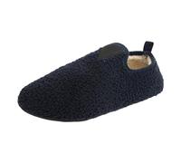Pantuflas de interior para mujeres, hombres, señoras, parejas, invierno, color liso, parte inferior suave, parte trasera cerrada, terciopelo grueso, cálidas y acogedoras, 04 Azul Oscuro, 39 EU
