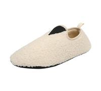 Pantuflas de interior para mujeres, hombres, señoras, parejas, invierno, color liso, parte inferior suave, parte trasera cerrada, terciopelo grueso, cálidas y acogedoras, 01 Beige, 38 EU