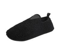 Pantuflas de interior para mujeres, hombres, señoras, parejas, invierno, color liso, parte inferior suave, parte trasera cerrada, terciopelo grueso, cálidas y acogedoras, 02 Negro, 38 EU