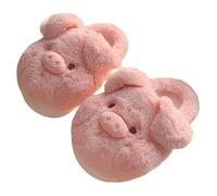Pantuflas de interior suaves con diseño de cerdo para uso doméstico en invierno, acogedoras, cálidas, con forro polar, antideslizantes, con suela suave y comodidad, 01 Rosa, 38 EU