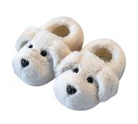 Pantuflas de Invierno con diseño de Animales Forradas en Felpa para Primeros Pasos de niñas y niños pequeños cómodas y calentitas Ideales para el (White, 33 Big Kids)