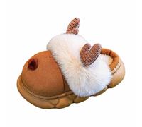 Pantuflas de invierno con forro polar cálido de reno, calzado acogedor para el hogar, suela antideslizante, calzado de felpa suave para niños de 2 a 10 años, 02 Coffee, 25 EU