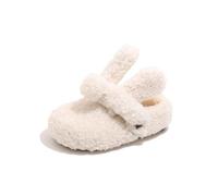 Pantuflas de invierno con forro polar para niñas, acogedoras, para interiores y exteriores, suela suave, cálidas, cómodas para niños de 3 a 7 años, 01 Beige, 25 EU