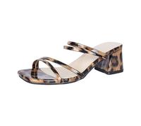 Pantuflas de invierno para mujer, cálidas, con cabeza cuadrada, tacón cuadrado, tacón grueso, espalda hueca, puntera abierta, Brown, 38 EU