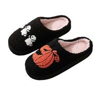 Pantuflas de invierno para mujer, con forro mullido, de espuma viscoelástica, cómodas, antideslizantes, con suela suave, resistentes a la abrasión, para interior y exterior, Negro , 36 EU