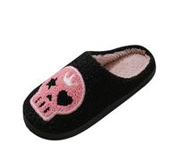 Pantuflas de invierno para mujer, diseño de dibujos animados Sk Ull, para hombre y mujer, para parejas, para el hogar, interior, Black, 40 EU