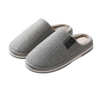 Pantuflas de invierno para mujer, hombre y mujer, pantuflas de invierno, de felpa, de fieltro, mullidas, pantuflas suaves, de felpa, suelas, para casa, pareja de amantes, gris, 44 EU