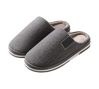 Pantuflas de invierno para mujer, hombre y mujer, pantuflas de invierno, de felpa, de fieltro, mullidas, pantuflas suaves, de felpa, suelas, para casa, pareja de amantes, gris oscuro, 48 EU