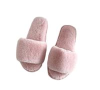 Pantuflas de invierno para mujer, zapatillas de estar por casa para mujer, de felpa, antideslizantes, suaves, cómodas, delanteras y traseras, abiertas, de piel, planas de invierno, PK2, 41 EU