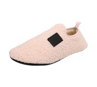 Pantuflas de invierno para mujeres, hombres, señoras, parejas, color sólido, interior, parte inferior suave, tacón cerrado, terciopelo grueso, cálido, acogedor, forro polar, antideslizante, 06 Rosa