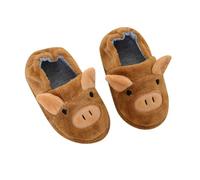 Pantuflas de invierno para niñas con diseño de cerdo suave y cálidas pantuflas para niños pequeños, para uso diario y fiestas, 25, café, 32 EU