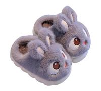 Pantuflas de invierno para niños y niñas, diseño de conejo, cálidas, para interiores, casa, caminar, para niños de 2 a 15 años, gris, 30 EU