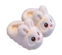 Pantuflas de invierno para niños y niñas, diseño de conejo, cálidas, para interiores, casa, caminar, para niños de 2 a 15 años, White, 28 EU