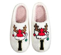 Pantuflas de letras cómodas zapatos cálidos de invierno para parejas transpirables cómodas, ideales para vacaciones para él, Blanco4, 42 EU