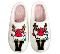 Pantuflas de letras cómodas zapatos cálidos de invierno para parejas transpirables cómodas, ideales para vacaciones para él, marrón1, 36 EU