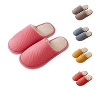 Pantuflas de lino de color sólido, pantuflas de espuma viscoelástica para mujer, pantuflas suaves y cómodas, zapatillas de cabaña para mujer, zapatillas de mocasín, zapatillas ligeras, antideslizantes