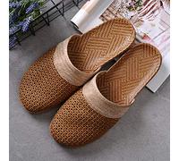 Pantuflas de lino de paja antideslizantes con suela gruesa para interiores y hogar, para hombres y mujeres