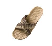 Pantuflas de lino de verano para mujeres y hombres, con suela de paja, deslizador para el hogar, parte inferior plana, deslizador de lino, ligero, calzado de playa, unisex, sandalias antideslizantes