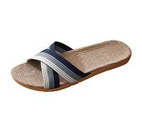 Pantuflas de lino para hombre, zapatillas de paja cruzadas para mujer, sandalias resistentes al desgaste para el hogar, zapatos cómodos, zapatillas de lino, zapatillas de baño unisex, sandalias de