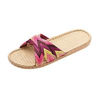 Pantuflas de lino para mujer, pantuflas para mujer, pantuflas para hombre, zapatillas de verano para mujer, zapatos de playa de verano, zapatillas de mujer