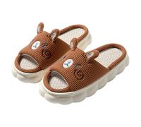 Pantuflas de lino para parejas masculinas y femeninas, diseño de personajes de dibujos animados con dedos expuestos, conejo, oso, café, 39 EU