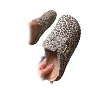 Pantuflas de lona con estampado de leopardo para mujer, elegantes zuecos para mujer, zuecos para mujer, pantuflas con soporte para arco y cómoda plantilla de corcho