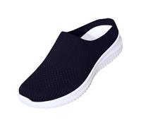 Pantuflas de malla de punto para mujer, informales, de cuña baja, acolchadas, ligeras, color negro, Blue, 38.5 EU