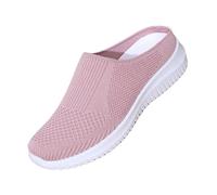 Pantuflas de malla de punto para mujer, informales, de cuña baja, acolchadas, ligeras, color negro, Pink, 41 EU