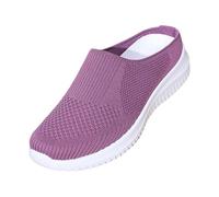 Pantuflas de malla de punto para mujer, informales, de cuña baja, acolchadas, ligeras, color negro, Purple, 40.5 EU