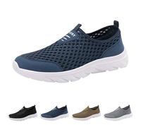 Pantuflas de malla zuecos antideslizantes para hombre, unisex, ligeros, transpirables, informales, para casa, antideslizantes, para jardín, ortopédicos, suelas planas, zapatillas de playa, Zblue3, 43