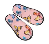 Pantuflas de mariposas para mujeres y hombres, coloridas aves, antideslizantes, para interiores, cómodas, mullidas, de espuma viscoelástica, para dormitorio, zapatos de viaje, multicolor, 8/11 UK Men