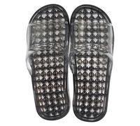 Pantuflas de masaje, pies meridianos, modo pantuflas de ducha transpirables, de secado rápido, zapatillas de spa (S, negro)