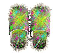 Pantuflas de microfibra para limpieza de suelos, limpiador de polvo de suelos de casa, Patrón retro colorido de arte explosivo, Medium