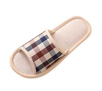 Pantuflas de moda para hombre, informales, a cuadros, para el hogar, para interiores, suelos, zapatos planos para hombre, talla 13, suela de goma, café, 42 2/3 EU