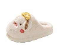 Pantuflas de mujer para parejas de cerditos dibujos animados lindas mullidas forradas suela gruesa pantuflas cálidas para otoño e invierno cubre zapatillas para el hogar, 03 blanco., 39 EU
