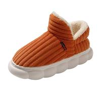 Pantuflas de mujer patrón de invierno estilo pareja monocolor suela gruesa espesada caliente zapatos cómodos, naranja, 38 EU