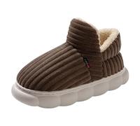 Pantuflas de mujer patrón de invierno estilo pareja monocolor suela gruesa espesada caliente zapatos cómodos, café, 44 EU