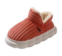 Pantuflas de mujer patrón de invierno estilo pareja monocolor suela gruesa espesada caliente zapatos cómodos, Rosa., 40 EU