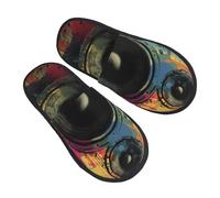 Pantuflas de música vintage para mujeres y hombres, antideslizantes, para interiores, cómodas, mullidas, de espuma viscoelástica, zapatos de viaje para dormitorio, multicolor, 8/11 UK Men/ 9.5/11.5 UK
